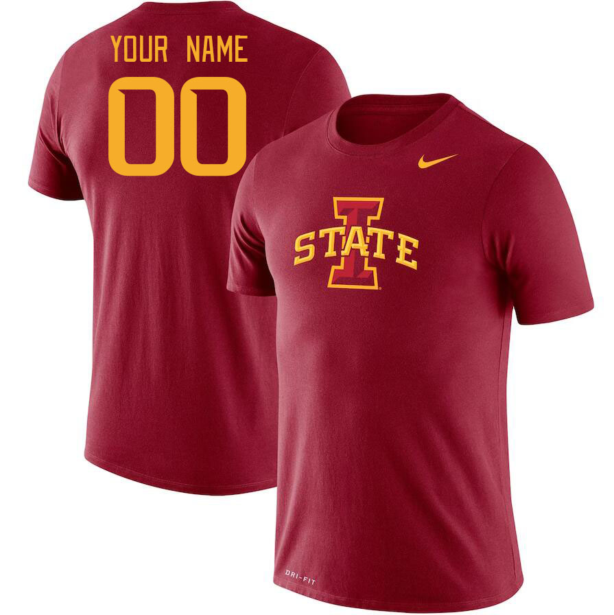Custom Iowa State Cyclones Name And Number College Tshirt-Cardinal